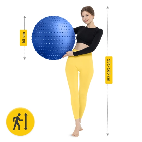 Piłka rehabilitacyjna z kolcami 65 cm niebieska