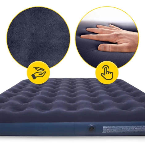 Materac dmuchany dwuosobowy Avenli 203 x 183 x 22 cm z pompką i poduszkami