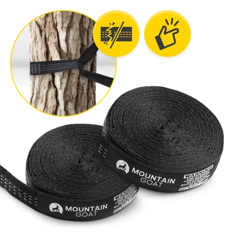 Hamak turystyczny jednoosobowy z moskiterią Mountain Goat szaro-grafitowy