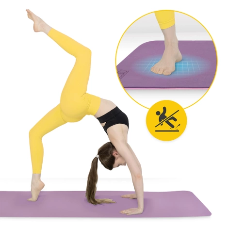 Mata do ćwiczeń i jogi antypoślizgowa TPE 1 cm fioletowa