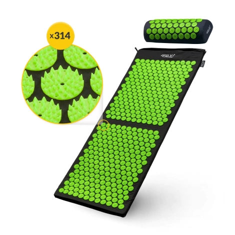 Duża mata do akupresury z poduszką klasyczna XL zielona