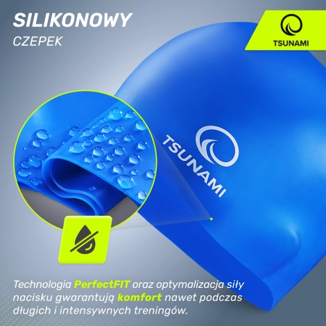 Czepek na basen unisex TSUNAMI PRO niebieski