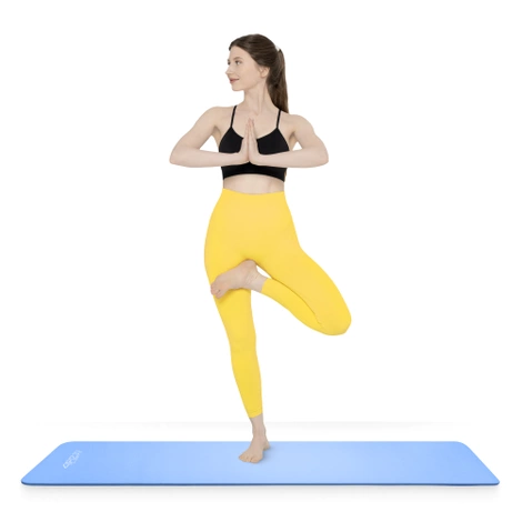 Mata do ćwiczeń fitness i jogi NBR 180 × 60 × 1 cm niebieska
