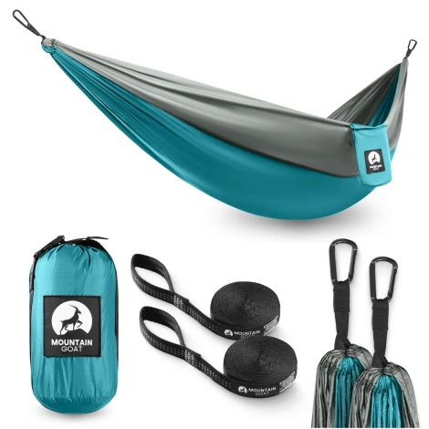 Hamak turystyczny jednoosobowy Mountain Goat szaro-turkusowy