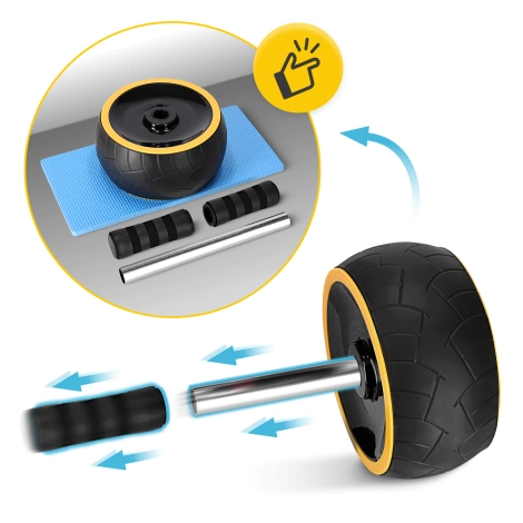 Kółko do ćwiczeń mięśni brzucha AB WHEEL XL żółte