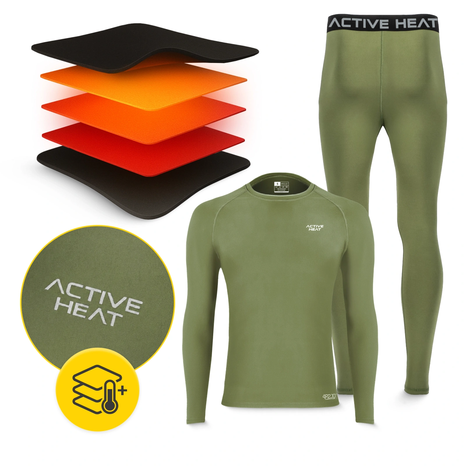 Zestaw termiczny unisex spodnie i koszulka zielony