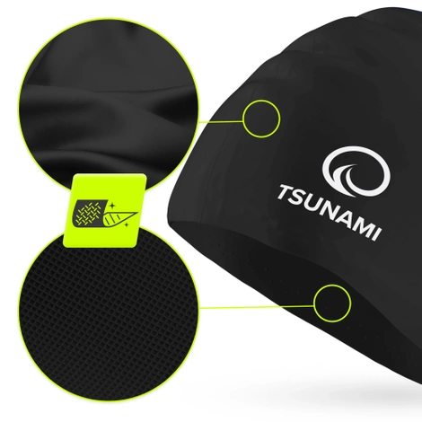 Czepek na basen unisex TSUNAMI czarny