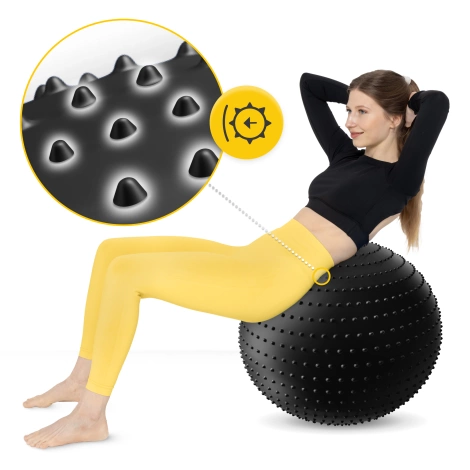 Piłka rehabilitacyjna z kolcami 65 cm czarna