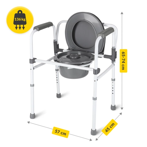Krzesło sanitarne toaletowe 3 w 1 z regulacją wysokości