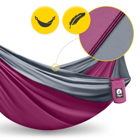 Hamak turystyczny dwuosobowy Mountain Goat szaro-różowy