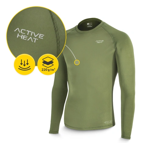 Koszulka termiczna unisex z długim rękawem - zielona, rozmiar XL