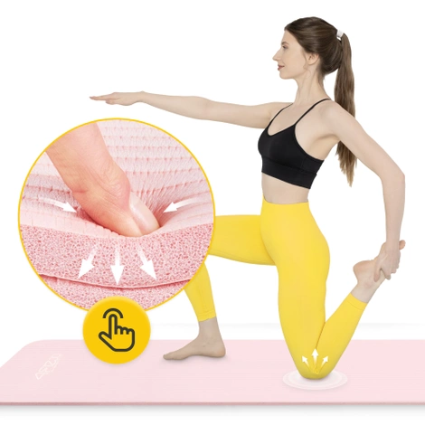 Mata do ćwiczeń fitness i jogi NBR 180 × 60 × 1,5 cm jasnoróżowa