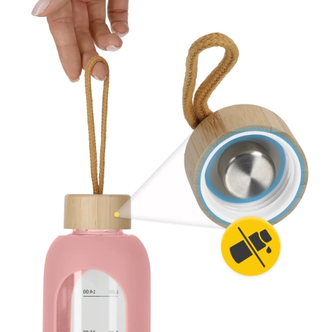 Butelka szklana na wodę 750 ml różowa