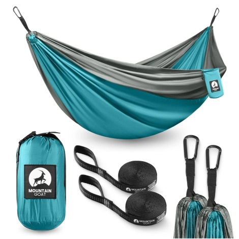 Hamak turystyczny dwuosobowy Mountain Goat szaro-turkusowy