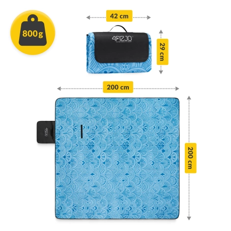 Koc piknikowy plażowy z izolacją 200 x 200 cm muszle