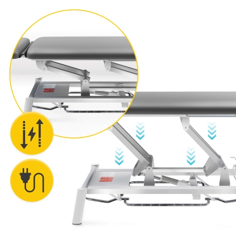 Stół do masażu i rehabilitacji elektryczny PURE szary