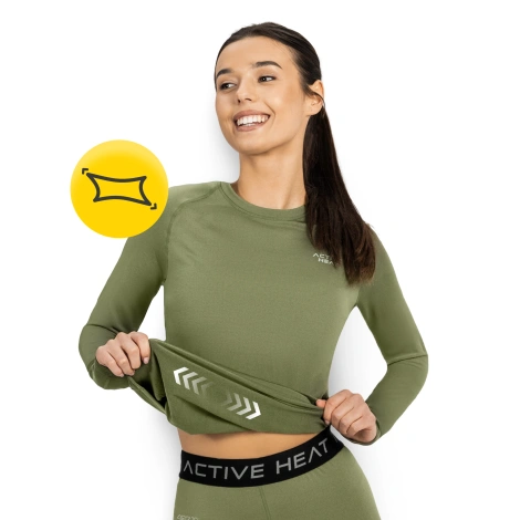 Koszulka termiczna unisex z długim rękawem - zielona, rozmiar XL