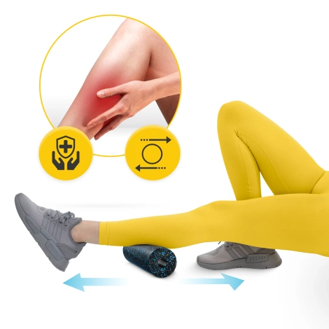 Wałek i piłki do rollowania i masażu EPP zestaw 6 szt. niebieski