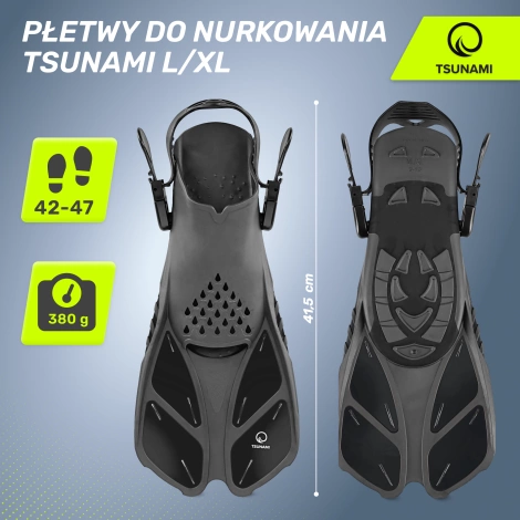 Płetwy do pływania TSUNAMI L/XL szare