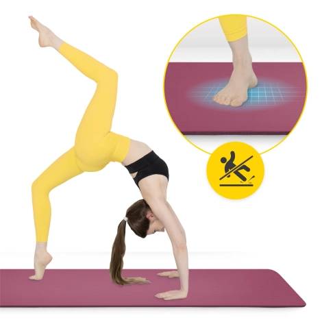 Mata do ćwiczeń fitness i jogi NBR 180 × 60 × 1 cm bordowa