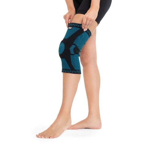 Elastyczna opaska na kolano ze stabilizacją rzepki XL niebieska
