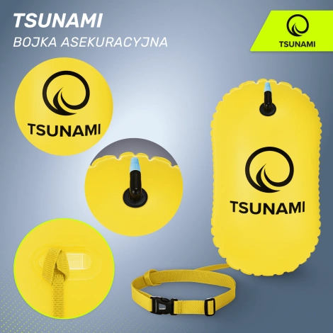 Bojka asekuracyjna do pływania dmuchana TSUNAMI żółta