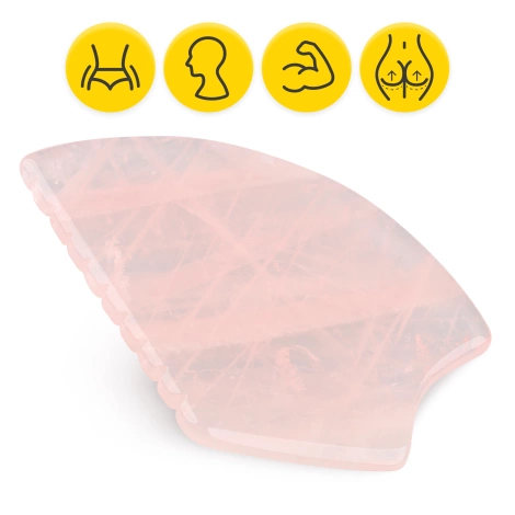 Karbowany kamień Gua Sha z naturalnego różowego kwarcu