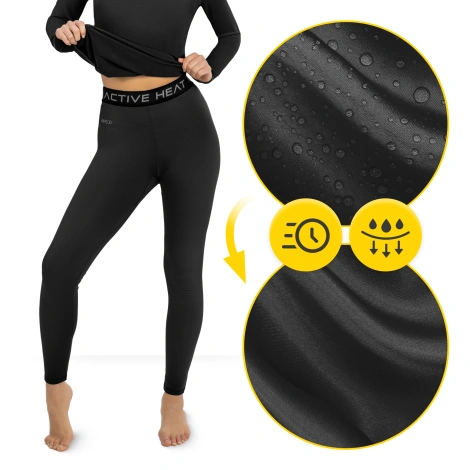 Spodnie termiczne unisex - czarne, rozmiar L