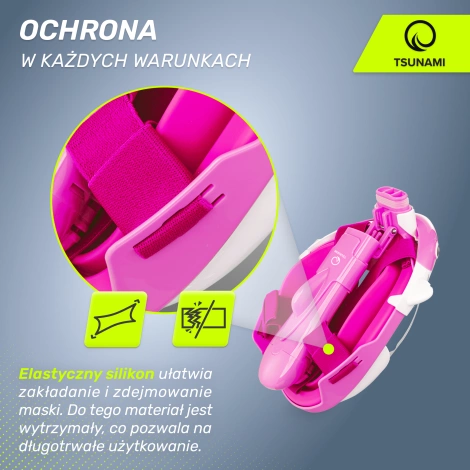 Maska do nurkowania dla dzieci TSUNAMI SHARK różowa
