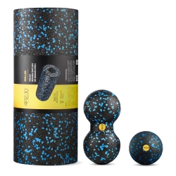 Wałek i piłki do rollowania i masażu EPP zestaw 3 szt. niebieski