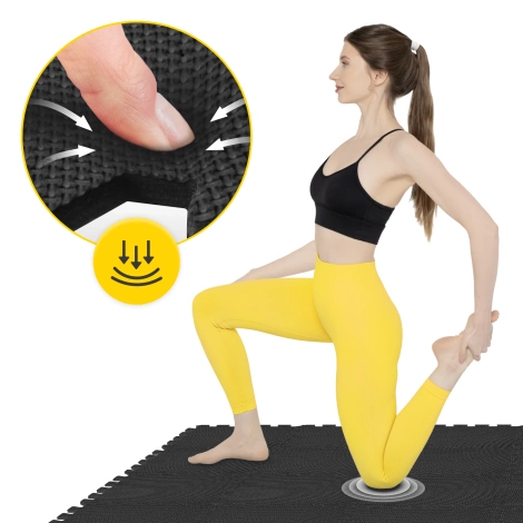 Mata ochronna piankowa PUZZLE na podłogę 24 szt. 30 x 30 cm - czarna