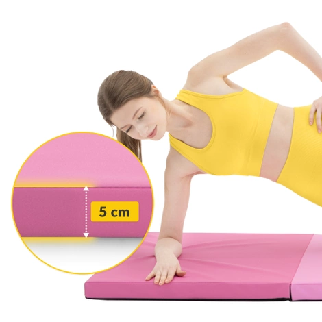 Materac gimnastyczny do ćwiczeń składany różowy