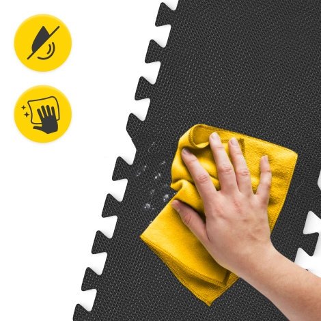 Mata ochronna piankowa PUZZLE na podłogę 24 szt. 30 x 30 cm - czarna