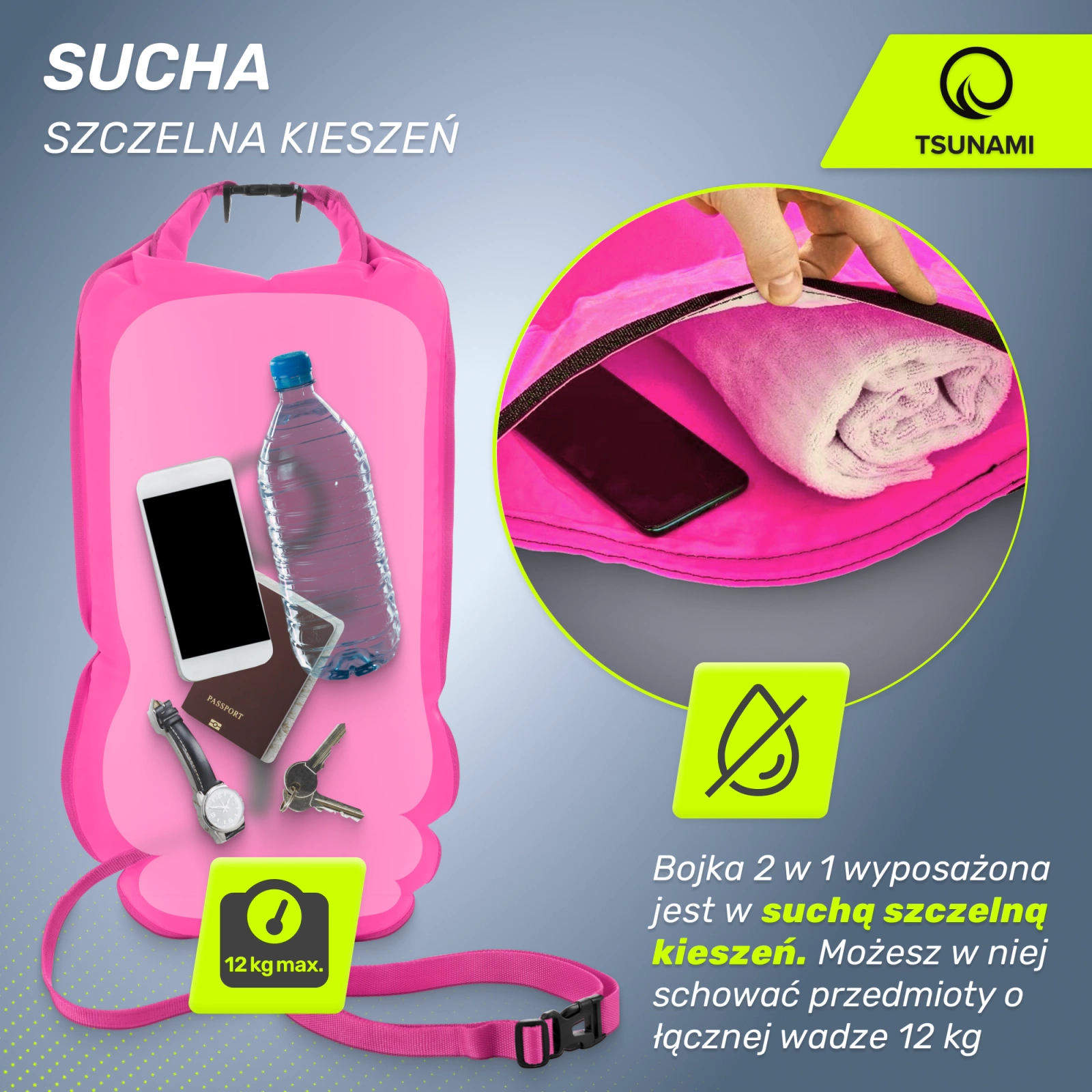 bojka asekuracyjna dmuchana z kieszeni