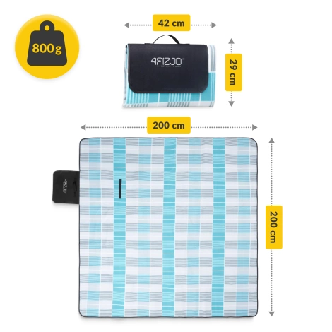 Koc piknikowy plażowy z izolacją 200 x 200 cm krata