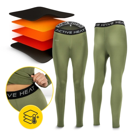 Spodnie termiczne unisex - zielone, rozmiar XXL