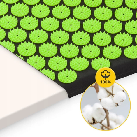 Duża mata do akupresury z poduszką klasyczna XL zielona