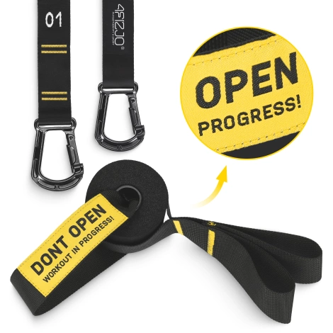 Kółka gimnastyczne do podciągania z ABS czarno-żółte