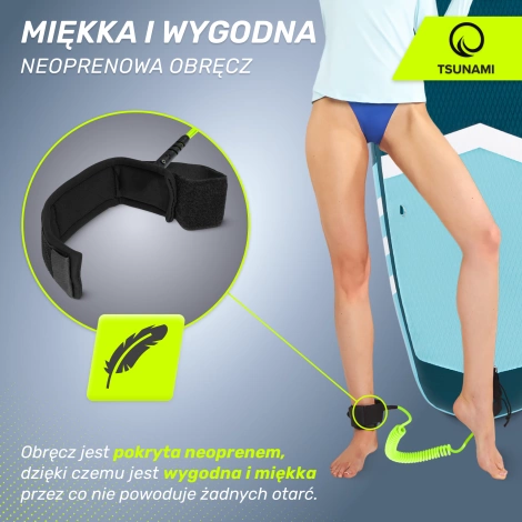 Linka bezpieczeństwa do deski SUP TSUNAMI zielona