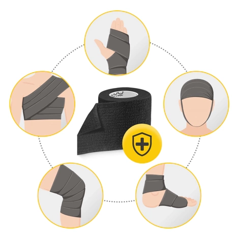 Bandaż kohezyjny samoprzylepny 4,5 m × 5 cm czarny