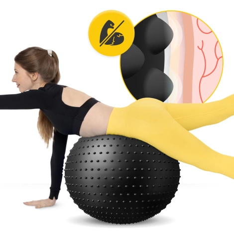 Piłka rehabilitacyjna z kolcami 65 cm czarna