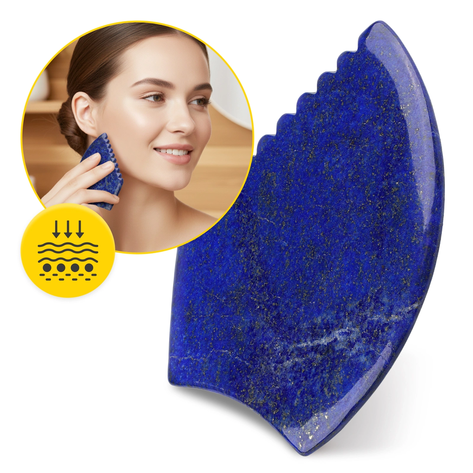 Karbowany kamień Gua Sha z naturalnego lazurytu