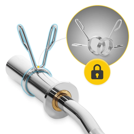 Gryf olimpijski mocno łamany 120 cm z łożyskami - 10 kg