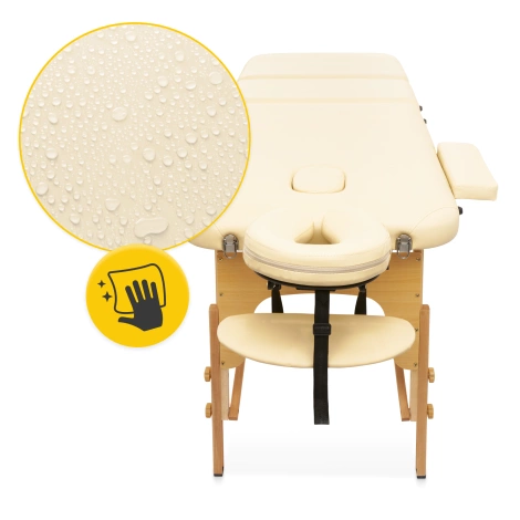 Stół do masażu drewniany z regulacją blatu 60 cm beżowy