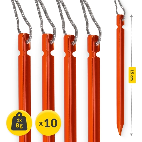 Zestaw aluminiowych śledzi do namiotu 15 cm 10 szt. - trójkątne