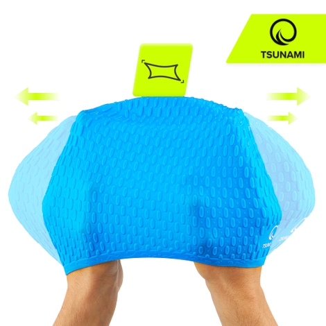 Czepek na basen damski TSUNAMI TEXTURE niebieski