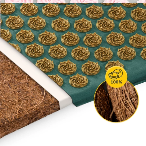 ECO Mata do akupresury z łuskami gryki i kokosem zielona