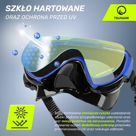 Maska do nurkowania snorkelingu z rurką TSUNAMI niebieska