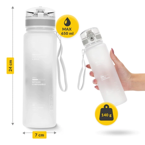 Butelka sportowa na wodę 650 ml szara