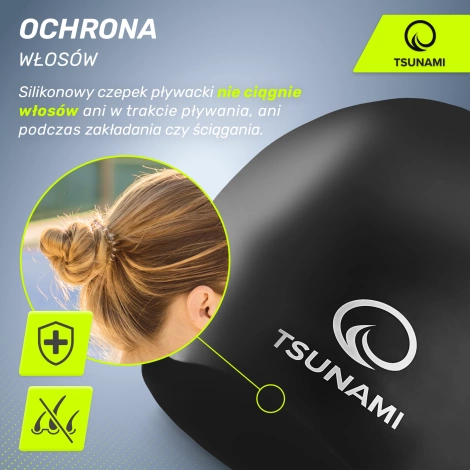 Czepek na basen unisex TSUNAMI PRO czarny